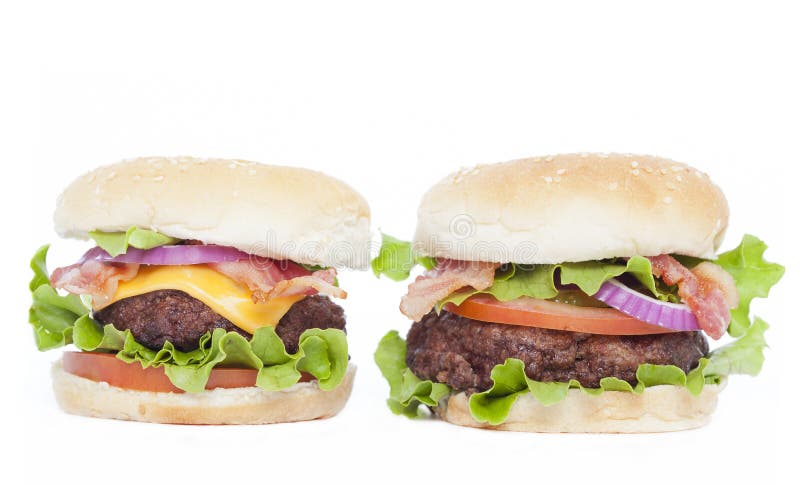 Bacon Cheeseburger and Bacon Burger Stock Image - Image of fresh