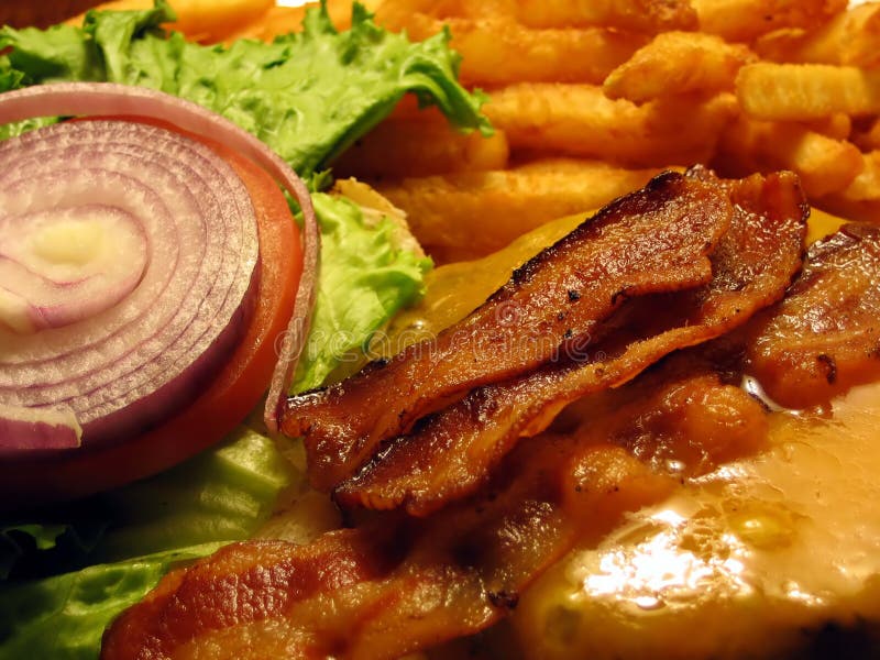 bacon cheeseburger with fries