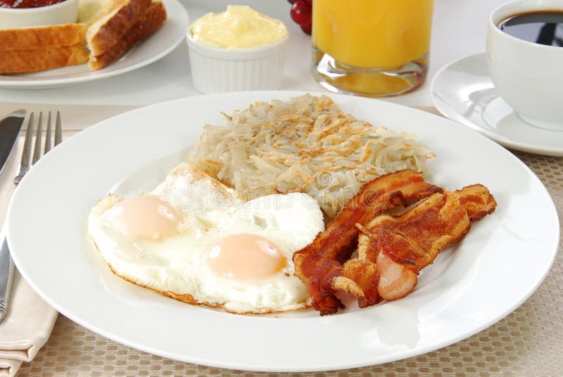 Bacon Eggs and Hash Browns stock image. Image of orange - 17052309