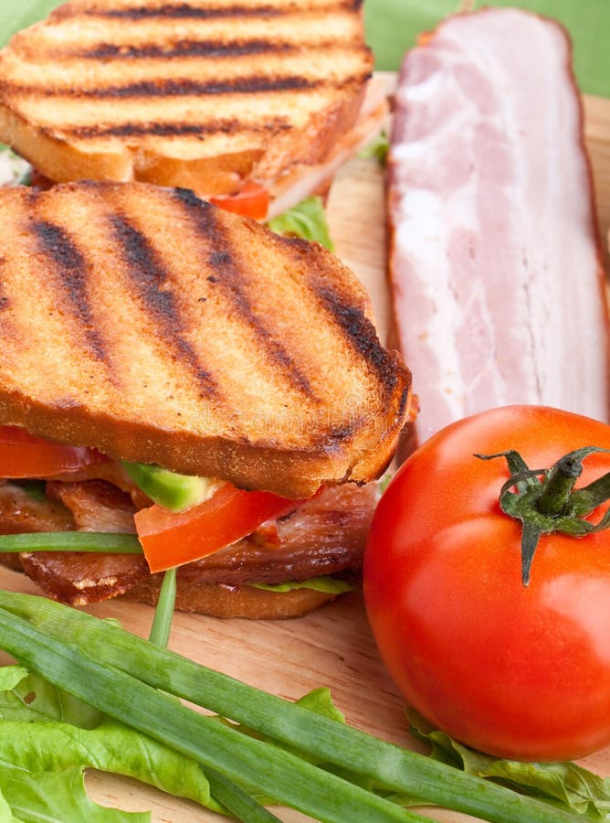 Bacon, Lettuce and Tomato BLT Sandwiches Stock Photo Image of green
