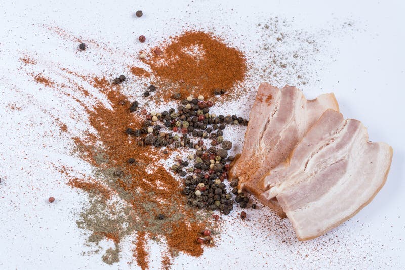 Bacon Meat Spices Pepper Appetizer Meat Dishes Stock Image Image of
