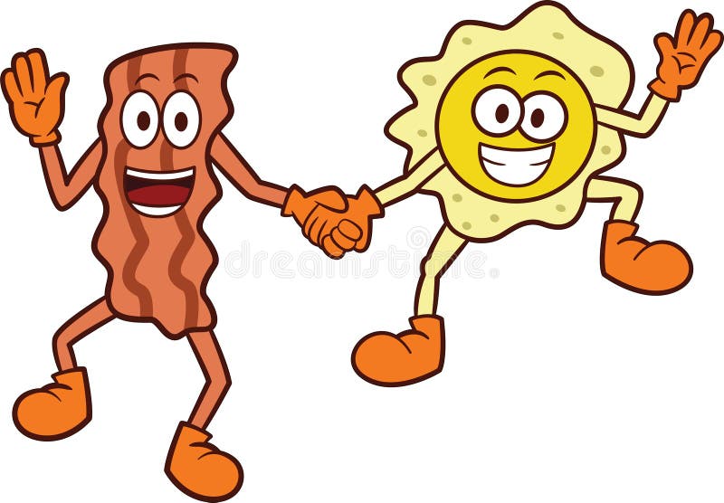Bacon- och äggtecknad filmillustration stock illustrationer Bacon- och äggtecknad filmillustration stock illustrationer