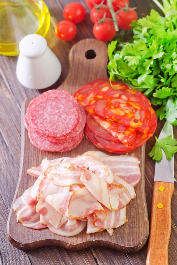 Bacon and salami stock image. Image of delicious, cereal 34552083