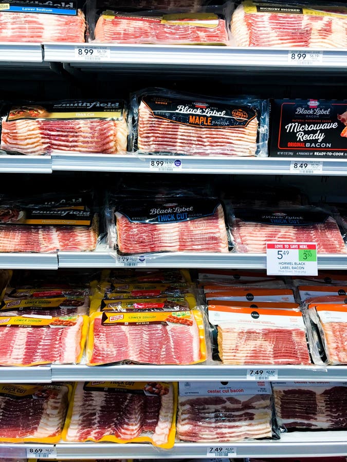Bacon, Bacon, Bacon for Sale at Grocery Store Editorial Photo Image