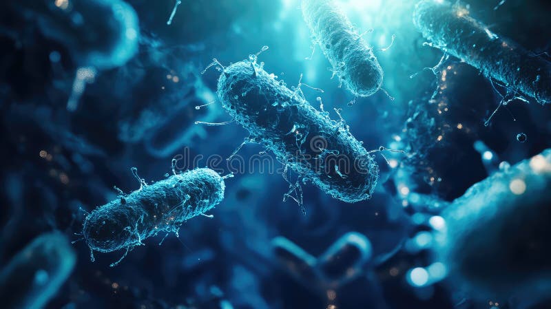 Bacteria microscopic science view multiplying infection pathology royalty free stock photo