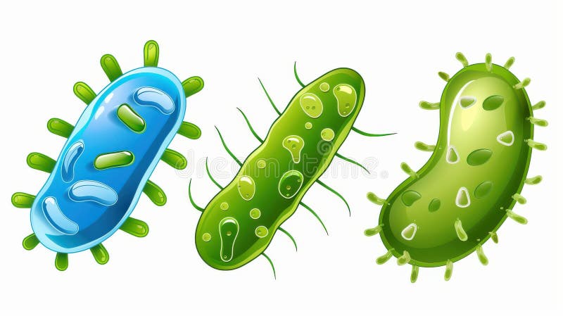 Bacteria set on white background for scientific analysis stock illustration