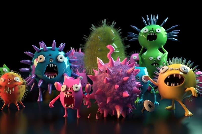 Bacterias hambrientas muchos colores ai generativo. Bacterias hambrientas bacterias generativas ai bacterias multicolores
