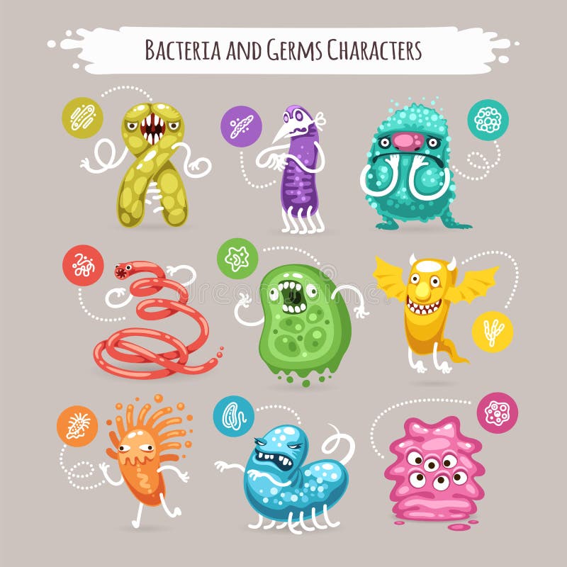 Bacteriën en KiemenSet van tekens