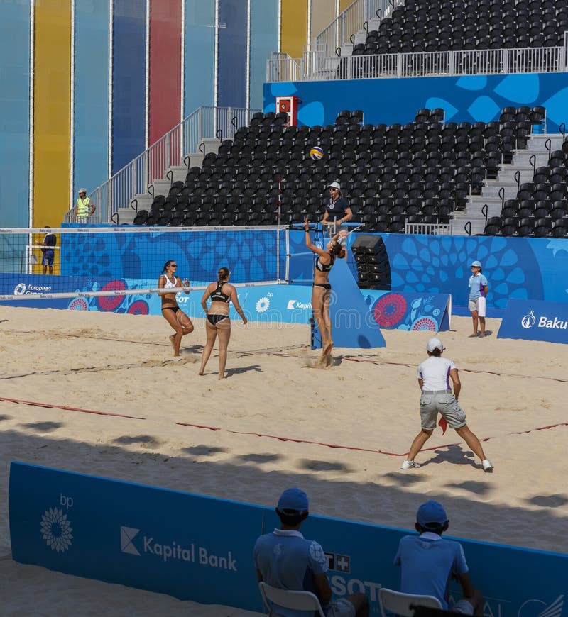 BACU, AZERBAIJAN-THE PRIMO GAMES-JUNE EUROPEO 20,2015-BEACH VOLL immagine stock libera da diritti BACU, AZERBAIJAN-THE PRIMO GAMES-JUNE EUROPEO 20,2015-BEACH VOLL immagine stock libera da diritti