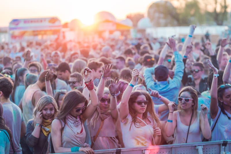 BAD AIBLING, GERMANY Crowd in Front of a Stage on a Festival in Mai