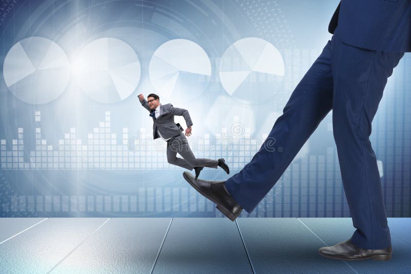 The bad angry boss kicking employee in business concept royalty free stock photos The bad angry boss kicking employee in business concept royalty free stock photos
