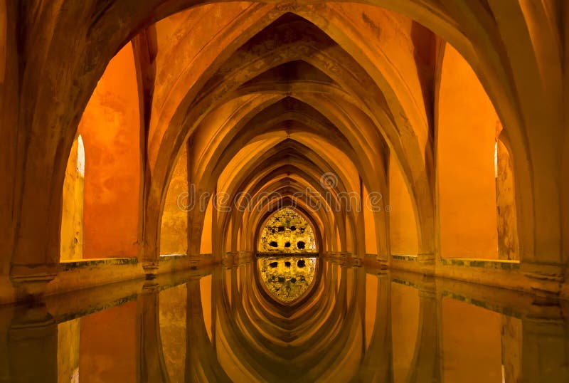 Bad av damen Maria de Padilla i Alcazar av Seville royaltyfria foton Bad av damen Maria de Padilla i Alcazar av Seville royaltyfria foton