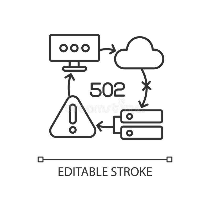 Bad gateway notification linear icon vector illustration