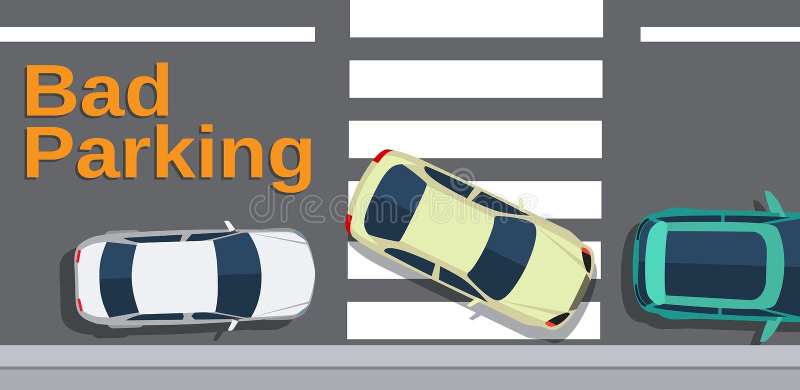 Premium Vector  Bad parking wrongly parked car illustration vector top view