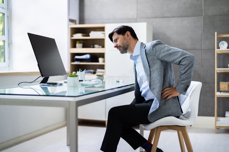Bad Posture Sitting in Office Chair Stock Image Image of poor, older