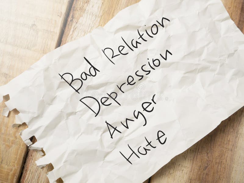 Bad Relation Depression Anger Hate Words Quotes Concept Stock Image - Image  Of Mental, Feeling: 129292941