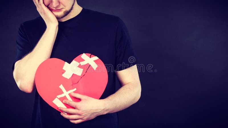 Very Sad Man Holding Broken Heart Stock Image - Image of breaking, sadness:  106064557