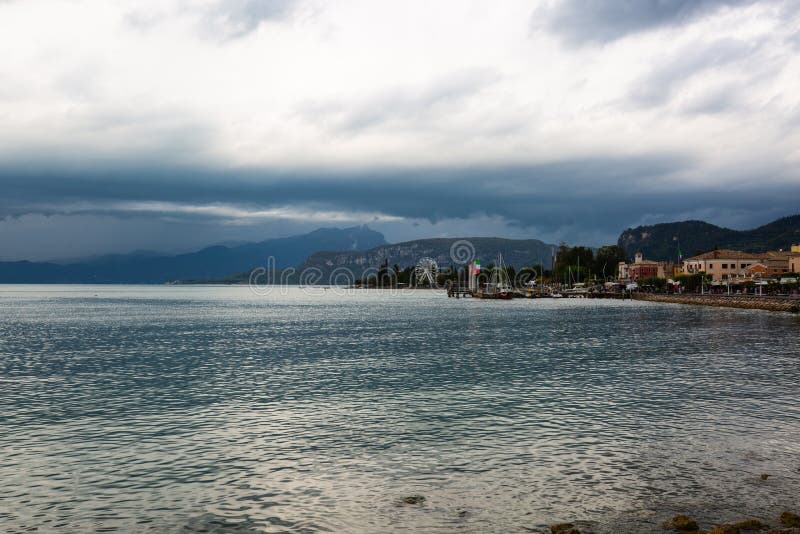 Bad Weather on Lake Garda, Storm on Lake Garda Stock Photo Image of