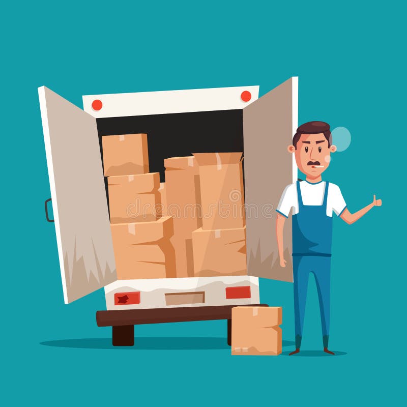 Bad worker. Cartoon vector illustration. Relocation. Moving service vector illustration Bad worker. Cartoon vector illustration. Relocation. Moving service vector illustration