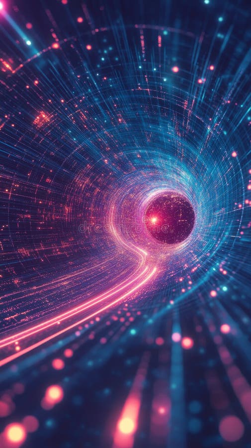 Badanie mistycznych wymiarów przestrzeni i czasu podczas podróży Neon Vortex ilustracji