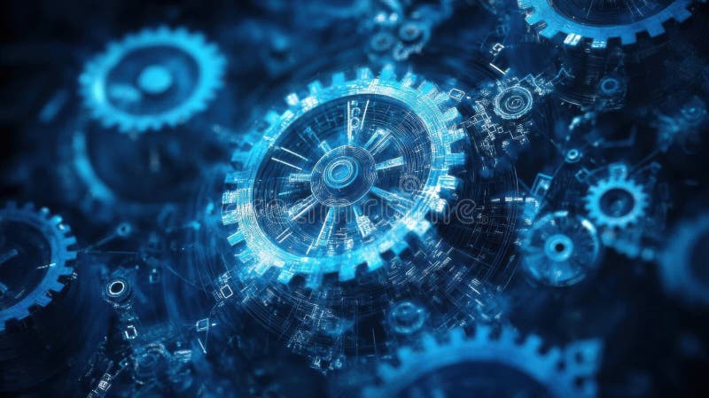 Badanie skomplikowanych narzędzi wizualnych w skomplikowanej mechanice ilustracja wektor
