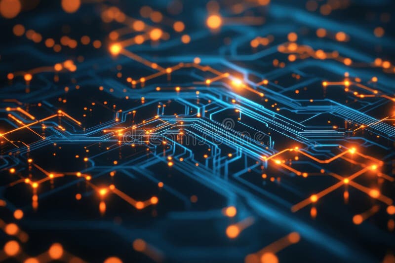 Badanie skomplikowanych ścieżek płytek obwodów poprzez wizualną podróż w kierunku technologii royalty ilustracja