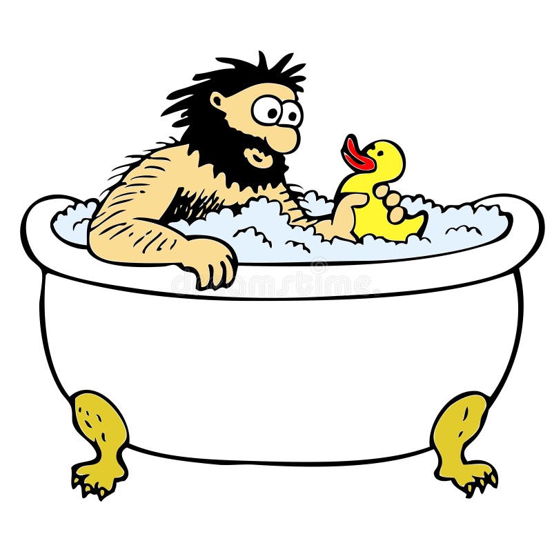 Illustration of a man taking a bath. Illustration of a man taking a bath