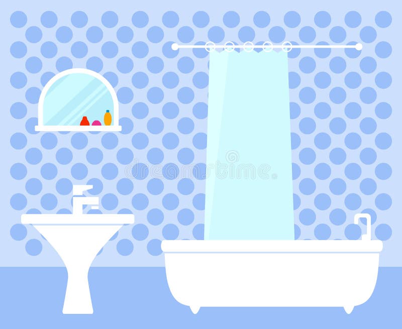 Badezimmerinnenraum auf flachem Design