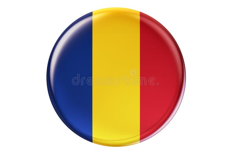 Badge with flag of Romania, 3D rendering stock illustration
