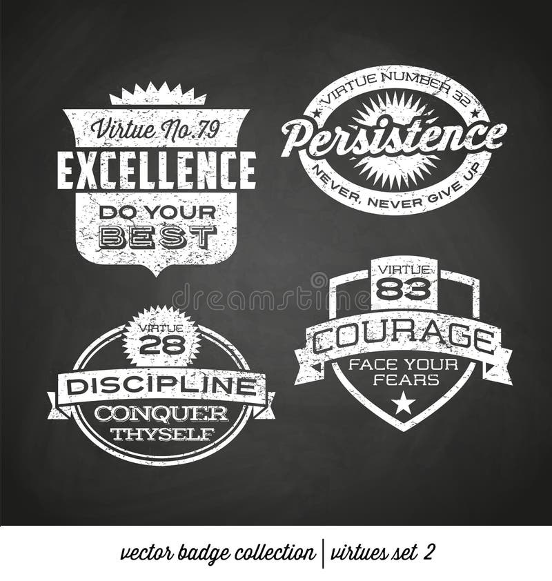 Badge label collection with virtues-chalkboard style