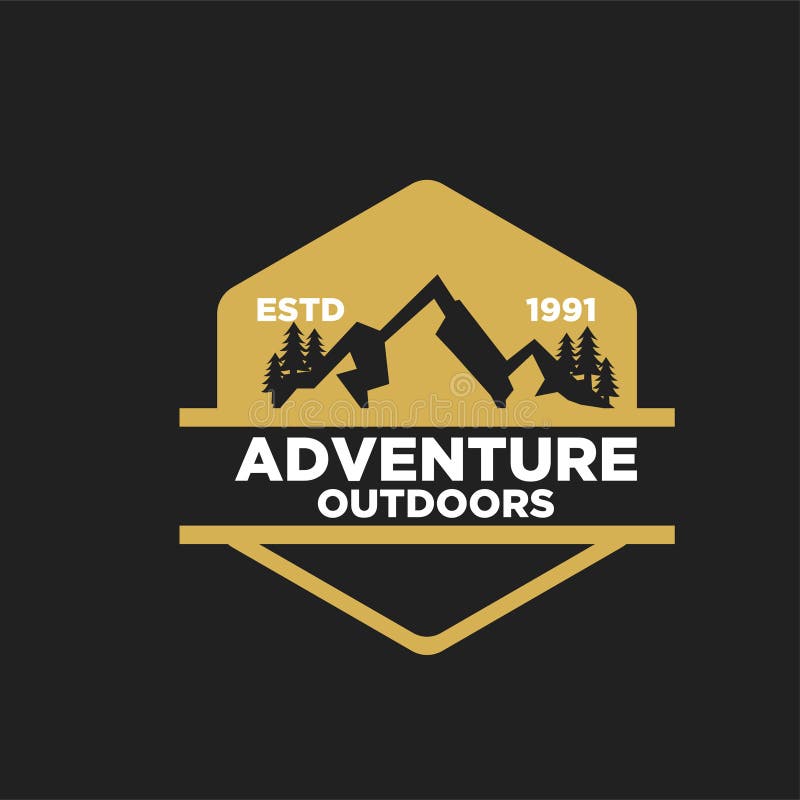 Badge Outdoors Black Logo Mountain Adventure Forest Vector Template ...