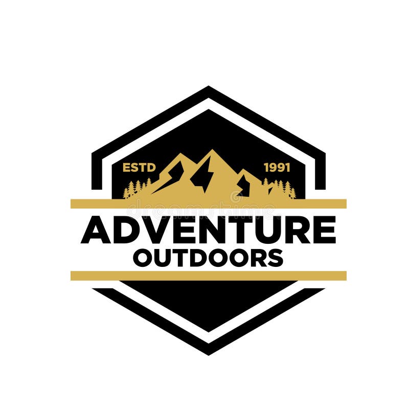 Badge Outdoors Black Logo Mountain Adventure Forest Vector Template ...