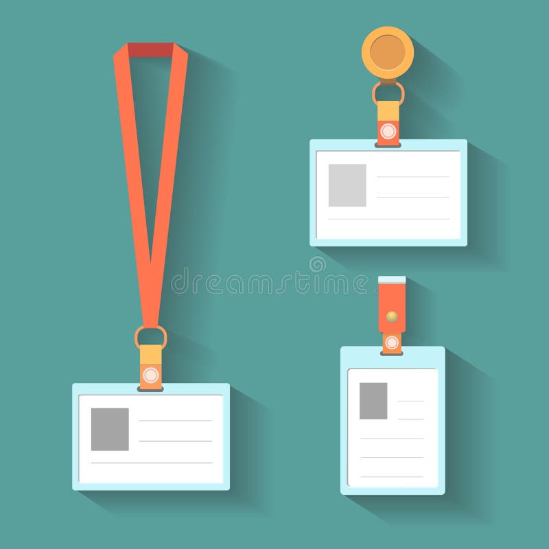 Badge Template, Name Bag Holder with Lanyard Stock Vector