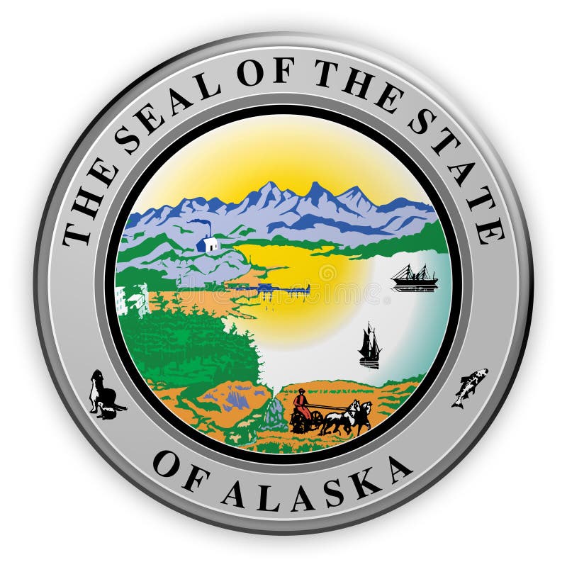 Badge US State Seal Alaska 3d Illustration Stock Illustration
