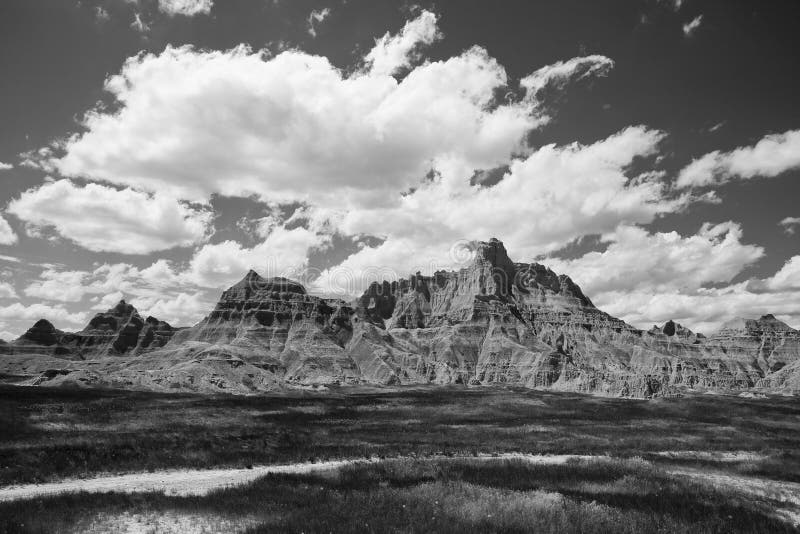 Badlands Black and White royalty free stock photo