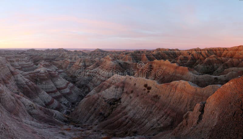 Badlands at dawn royalty free stock photography