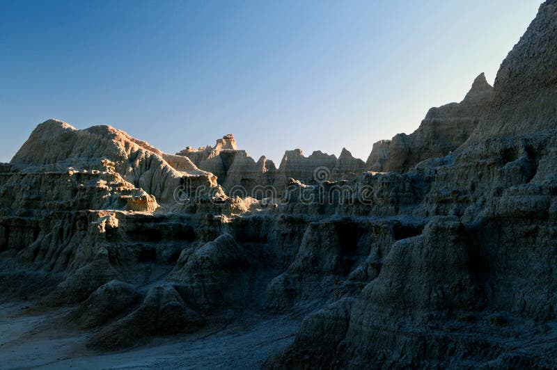 Badlands at evening. stock image