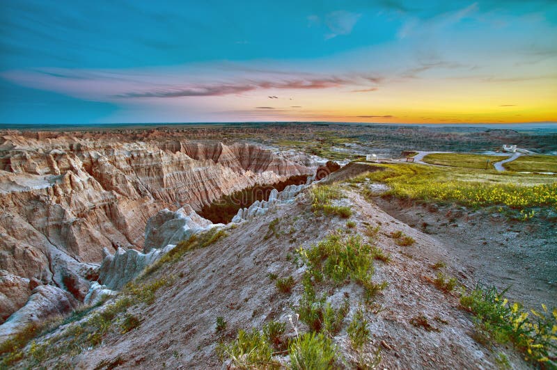 Badlands Sunset HDR royalty free stock image