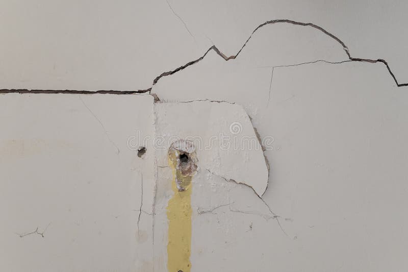 Badly Damaged Interior Plasterboard Wall Stock Image Image of holes