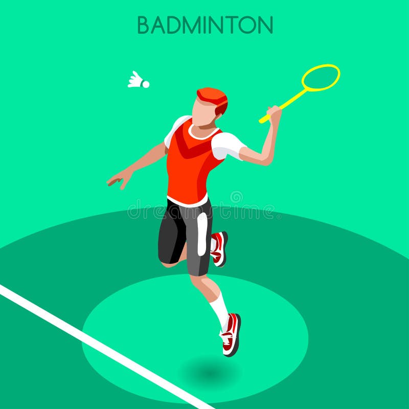 Badminton Player Summer Games Icon  Isometric Badminton Player Stock  Vector - Illustration of player, cartoon: 71815270