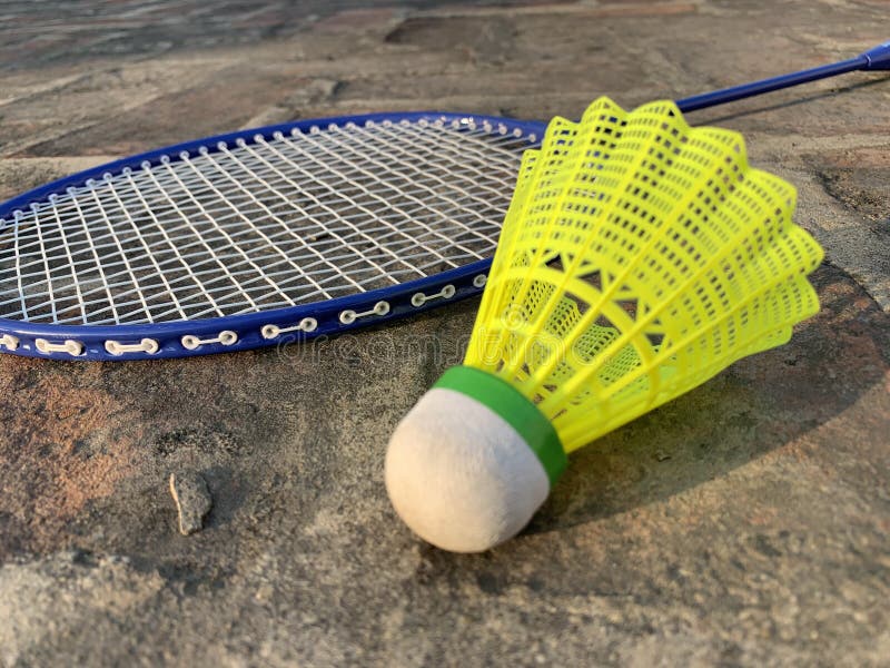 Badminton Racket and Shuttlecock Close Up Stock Image Image of