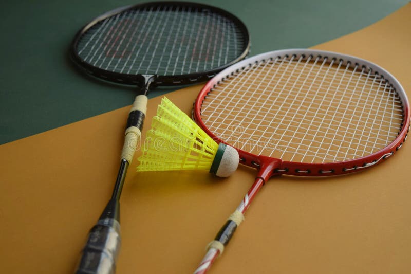 Badminton Rackets and Shuttle Stock Photo - Image of shuttle, badminton ...
