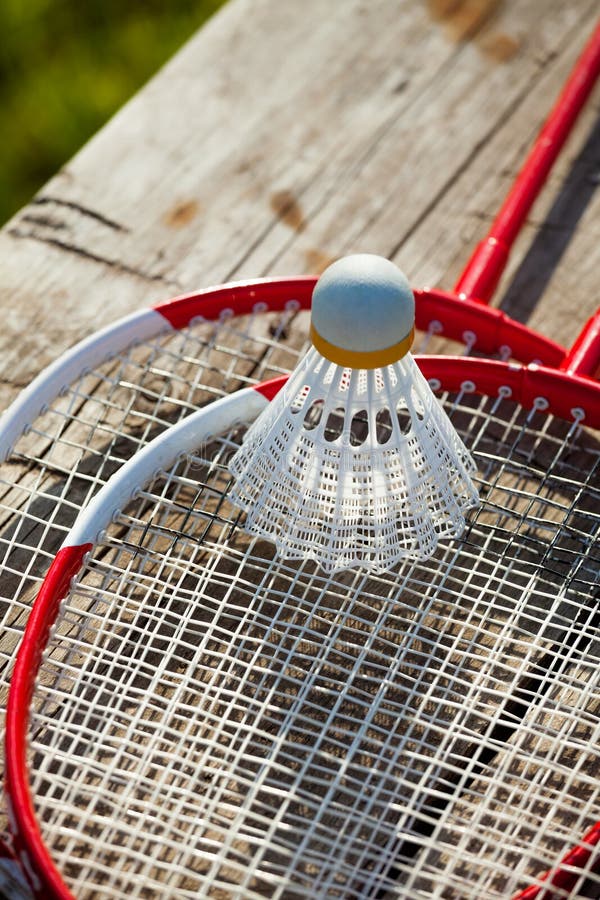 Two Badminton Racquets With Shuttlecocks Stock Photo Image of