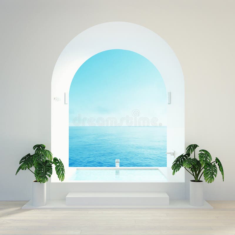 Badvattnets badrumslyx och modernt hotell 3d-rening stock illustrationer