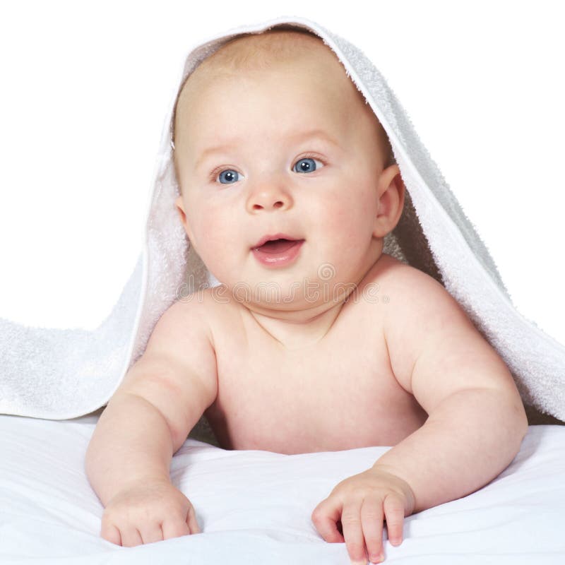Bady under towel stock image. Image of face, clean, human - 12827863