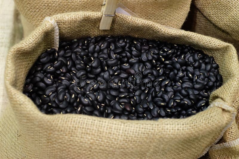 Bag of black beans stock photo. Image of gourmet, black 83193154