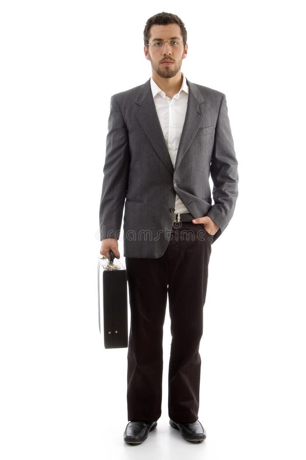 Bag businessman handsome his office standing στοκ εικόνα
