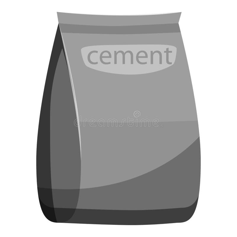 Bag of Cement Icon, Gray Monochrome Style Stock Vector Illustration