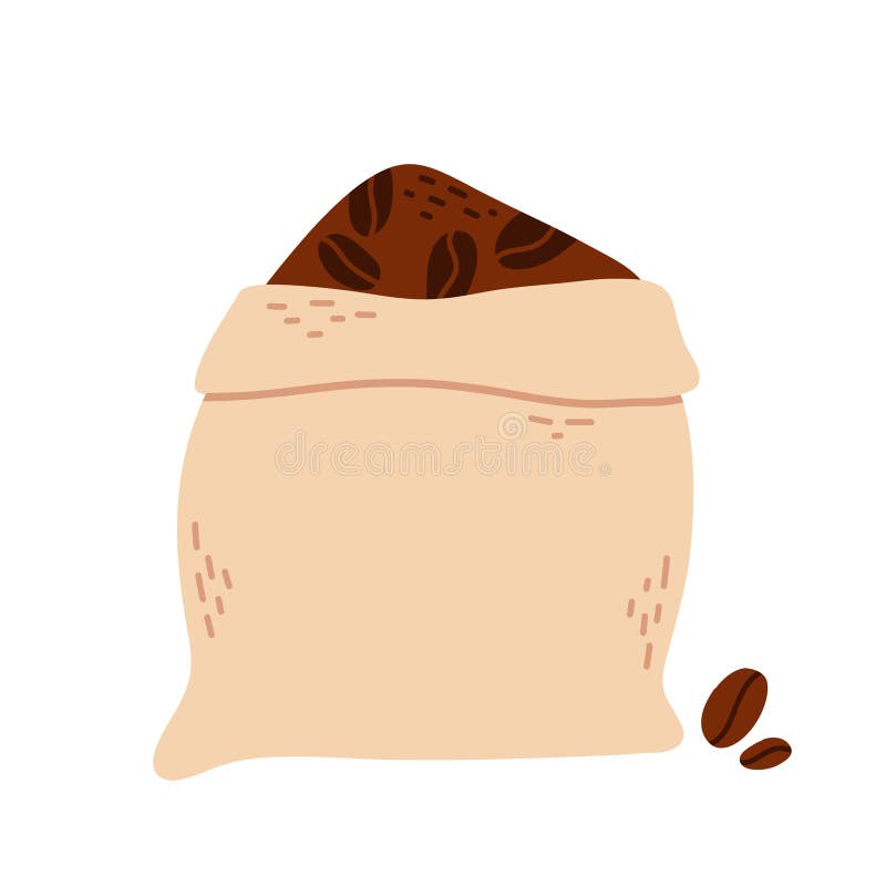 Bag with Coffee Beans in Flat Style. Vector Illustration Stock Vector