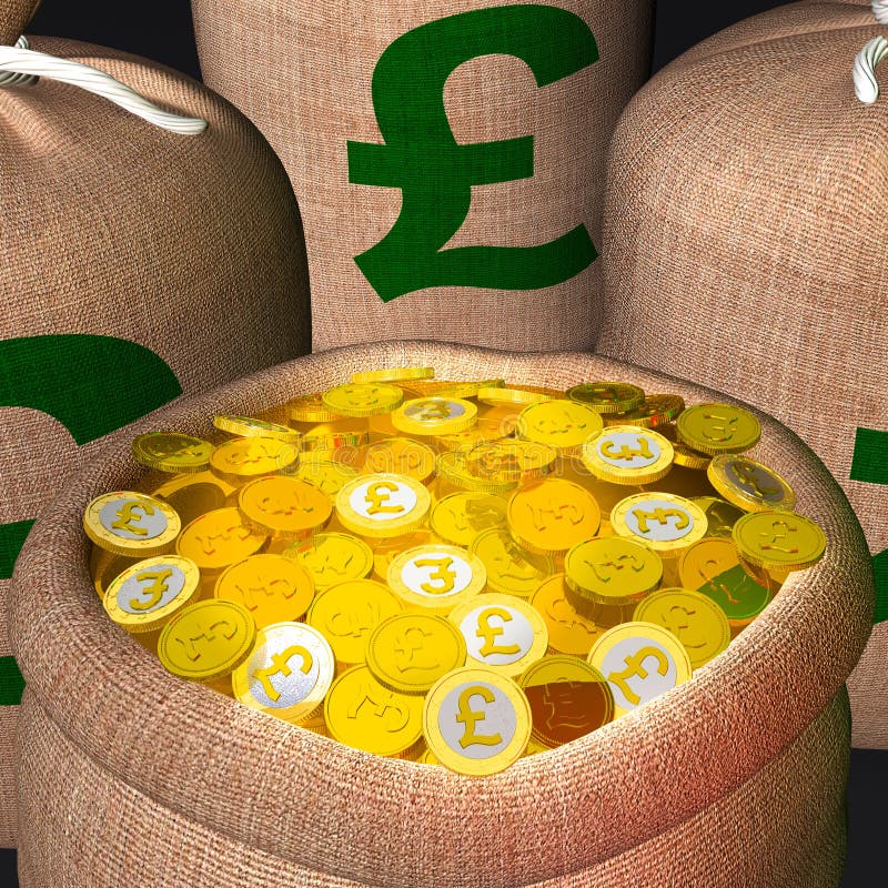 Bag of Coins Showing British Prosperity Stock Illustration